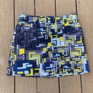 Slazenger Golf Skort Geometric Patterned Blue, Yellow, Black and Gray